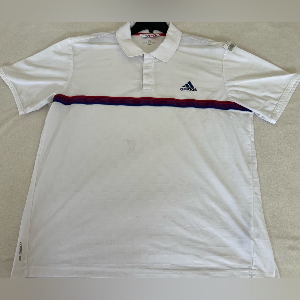 🔥Adidas Adipure Golf SS Polo Shirt Color White Men's Style 11H002 Size 2XL/XXL